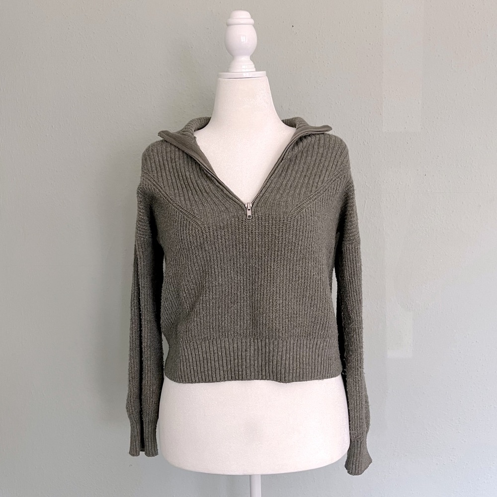 Pinque (Stitch Fix) 3/4-Zip Pullover Olive Sweater Women’s L